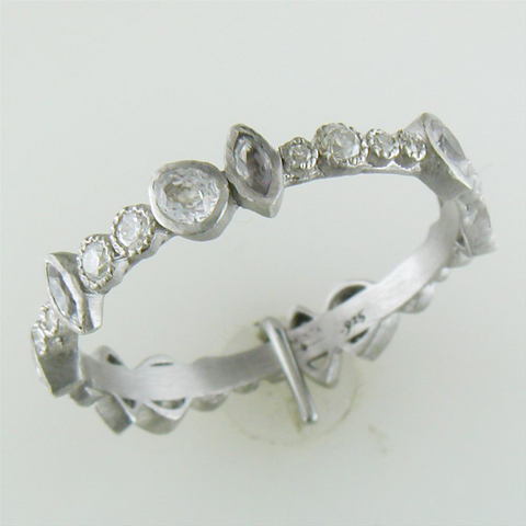Armenta Scattered Marquis and Pear Sapphire Stackable Sterling Silver Band Ring