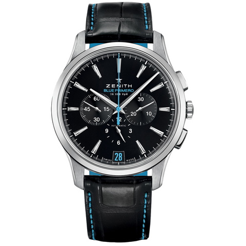 Zenith Blue Primero Limited Edition 36,000 VPH Steel Chronograph Watch