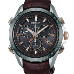 Seiko Astron GPS Solar 8 series Titanium & Ceramic Bezel Watch Black Dial Rose Gold 44.6mm SSE025