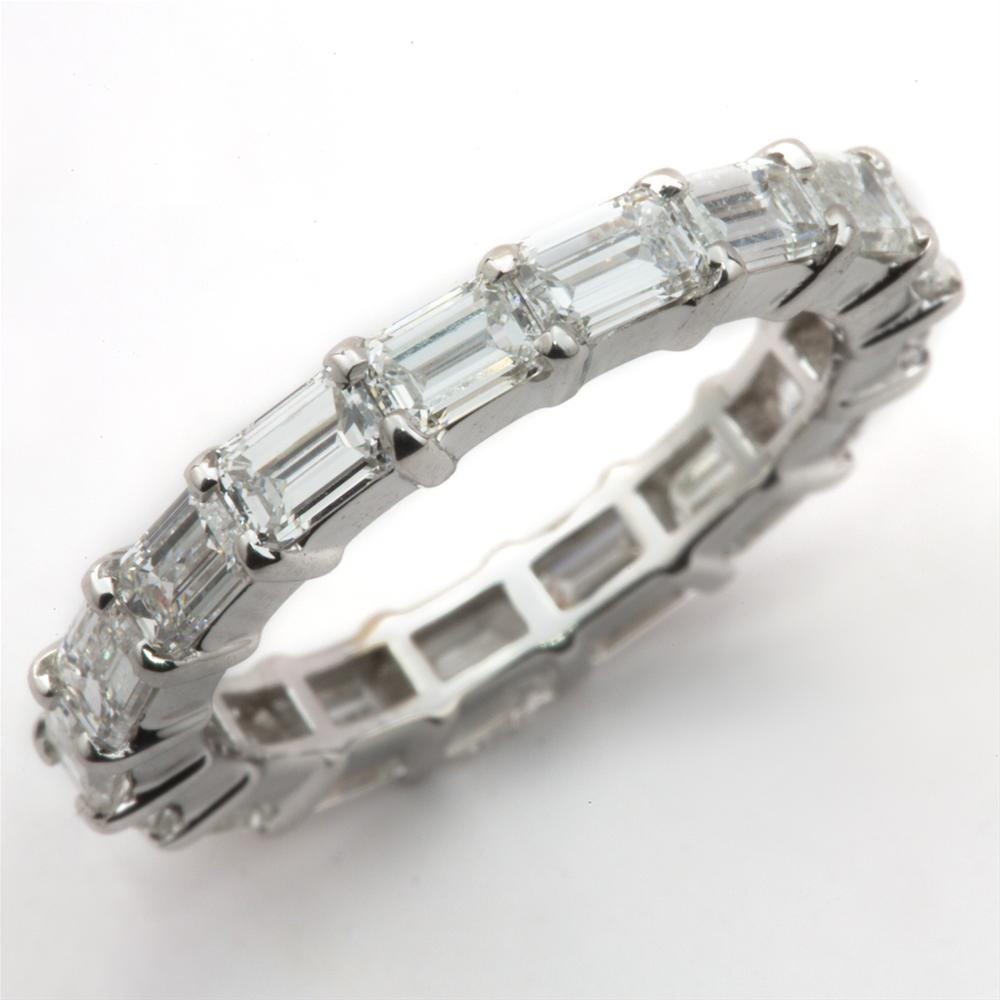 Emerald Cut Baguette Diamond Eternity Band Anniversary Ring 3.34 carats 18K