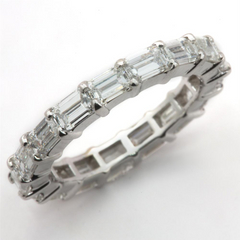 Emerald Cut Baguette Diamond Eternity Band Anniversary Ring 3.34 carats 18K