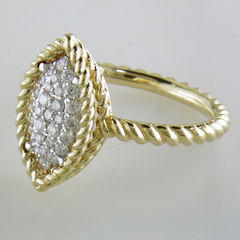 Roberto Coin New Barocco 18K Yellow and White Gold Marquise Shape Diamond Ring 7771328aj65x