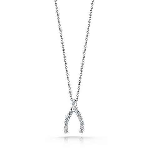 Roberto Coin Tiny Treasures Wishbone Necklace with Diamonds