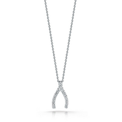 Roberto Coin Tiny Treasures Wishbone Necklace with Diamonds
