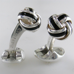 Deakin & Francis Black Enamel Sterling Silver Knot Cufflinks C0595S22