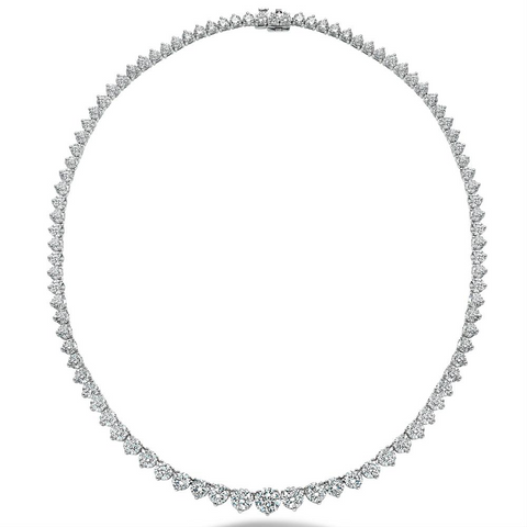 Forevermark Ideal Cut Round Diamond Eternity Tennis Necklace 18K White Gold