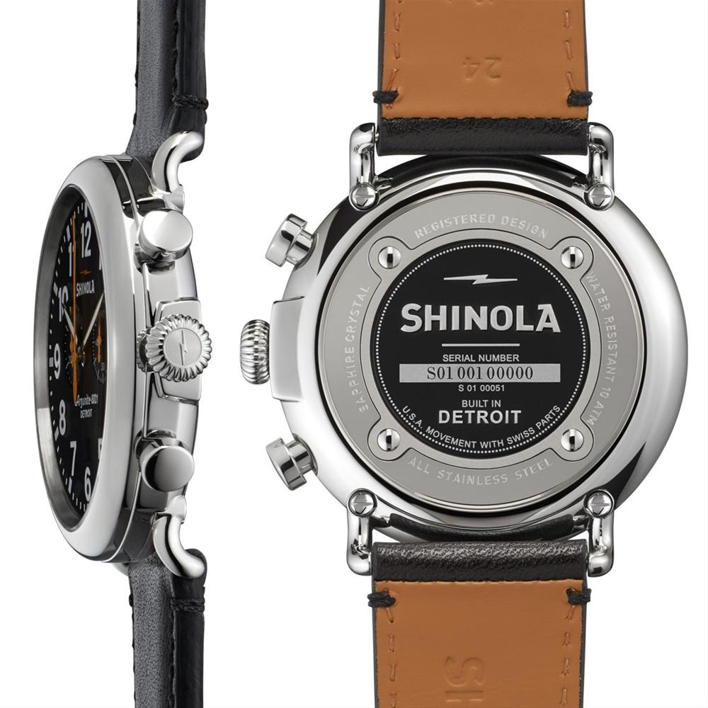 Shinola Runwell Black Dial Chronograph with Orange Accents 47mm Men's Watch S0100051