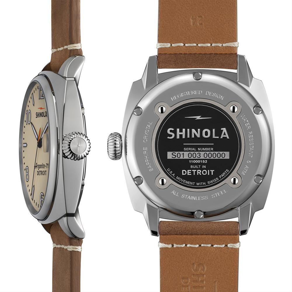 Shinola Brakeman 46mm Cream Dial Oatmeal Brown Leather Men's Watch S0110000152