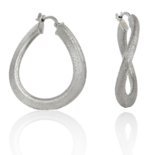Charles Garnier Natalie 30mm Flat Wave Hoop Silver Earrings CXE304W30