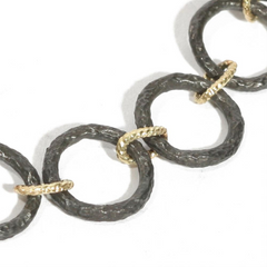 Armenta Midnight Silver Circle Link & Oval Yellow Gold Toggle Bracelet 04281