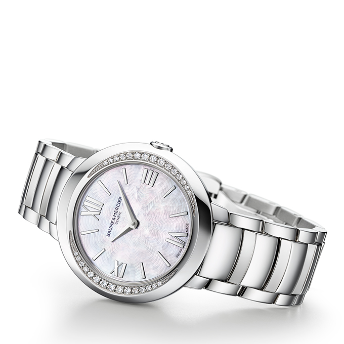Baume & Mercier Promesse Diamond Bezel Ladies Steel Quartz Watch 30mm 10160