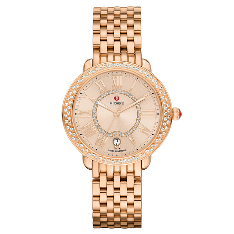 Michele Serein 16 Diamond Rose Gold Beige Diamond Dial Watch Head & Bracelet
