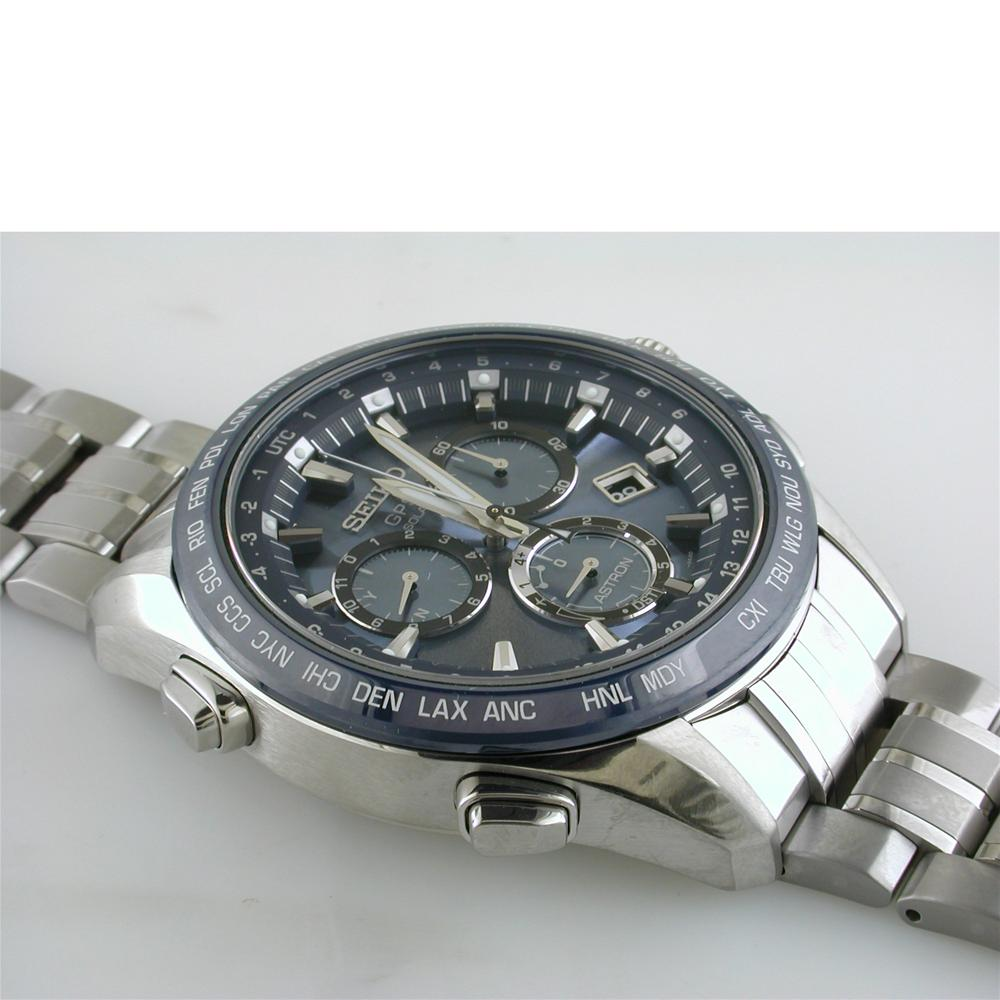 Seiko Astron GPS Solar Titanium Blue Dial Ceramic Bezel 44.6mm Watch SSE005