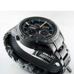 Seiko Astron Solar GPS Ceramic Black Stainless Blue 44.6mm Watch SSE013