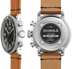 Shinola Gents 48mm Runwell Sports Chronograph Black Dial Tan Leather Watch 20001120