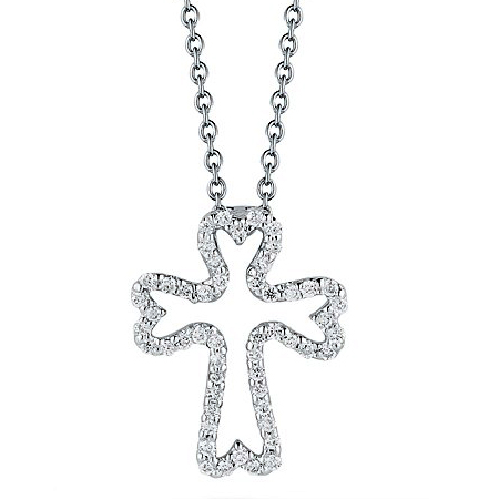 Roberto Coin TINY TREASURES DIAMOND SMALL CROSS NECKLACE Pendant