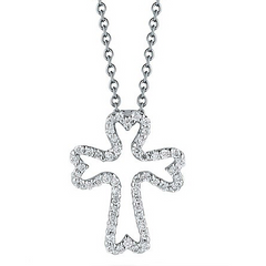 Roberto Coin TINY TREASURES DIAMOND SMALL CROSS NECKLACE Pendant