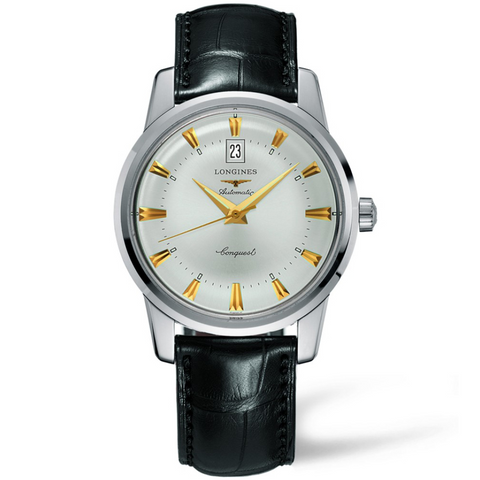 Longines Conquest Heritage Mens Automatic watch Stainless Steel with Alligator Strap 40mm L16454754