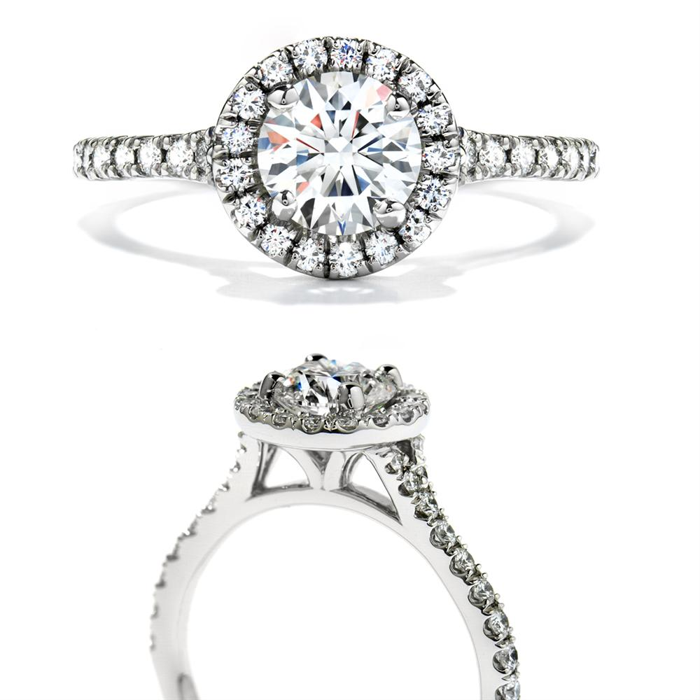 Hearts on Fire Transcend Halo Round Diamond Engagement Ring