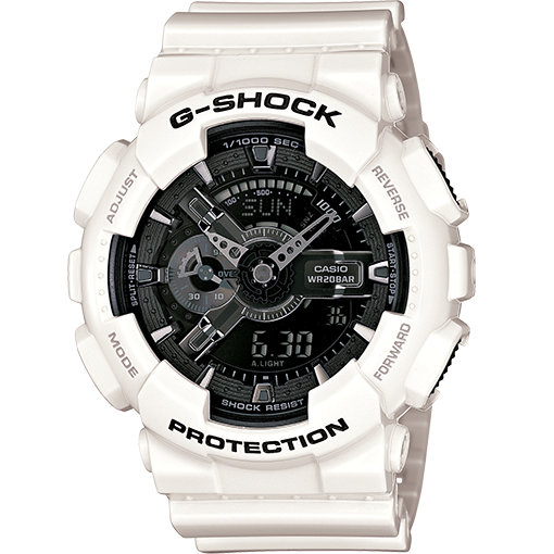 Casio G-Shock Gunmetal Dial White Watch Digital GA110GW-7A
