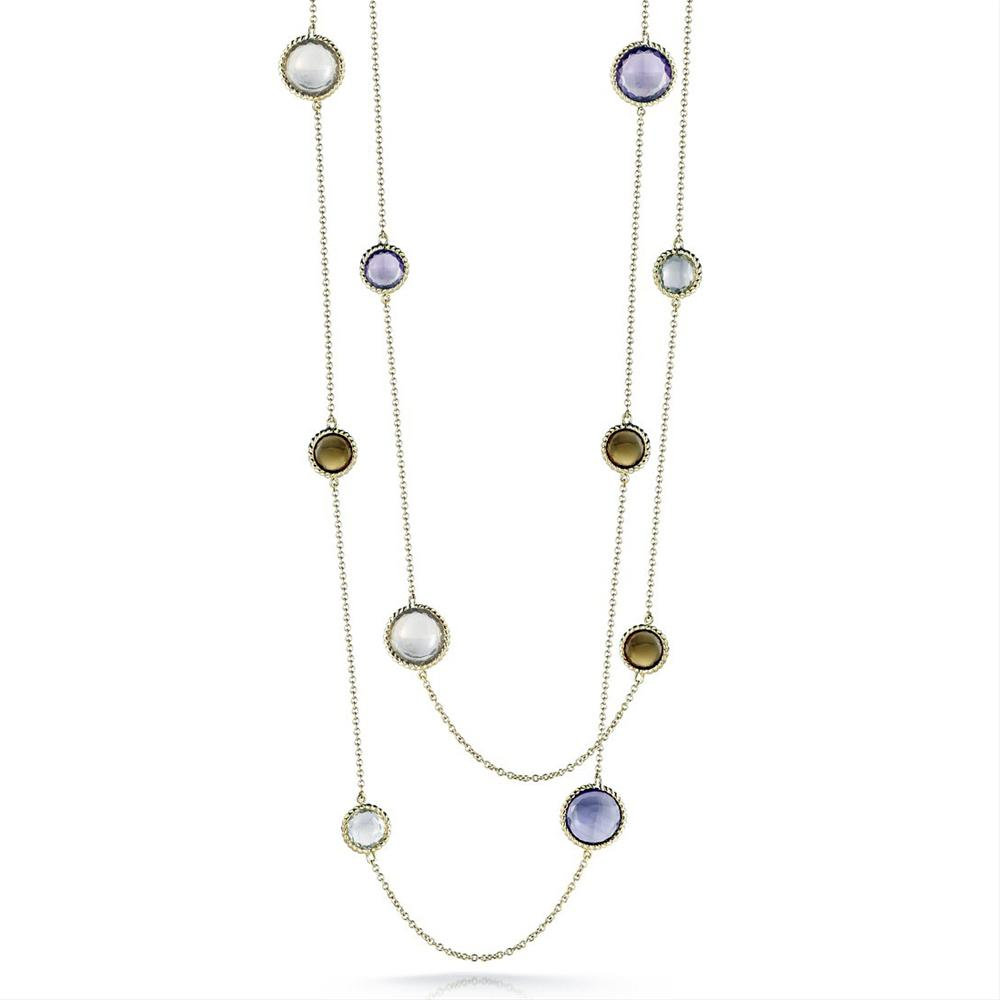 Roberto Coin Ipanema Citrine, Lemon & Smoky Quartz, Violet & Green Amethyst 39" Long Necklace
