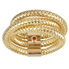 Roberto Coin Primavera Yellow Gold Triple Row Mesh Ring