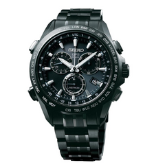 Seiko Astron GPS Solar 44.6mm Watch Black Coated Titanium Case & Ceramic Bezel Black Dial Series 8X82 SSE009