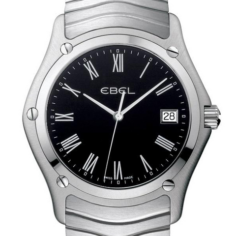 Ebel Classic Wave Men's Black Dial Stainless Steel Watch 37mm 1215274