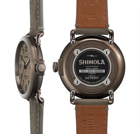 Shinola Gents 41mm Runwell Warm Grey Dial Heather Grey Strap Watch 10000177