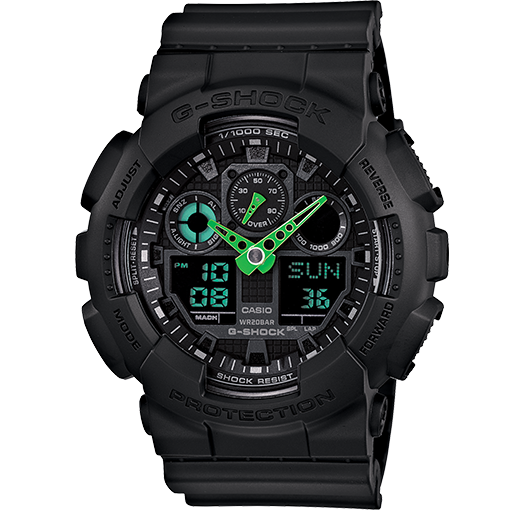 Casio G-Shock Neon Green & Black Analog Digital Watch GA100C-1A3CR
