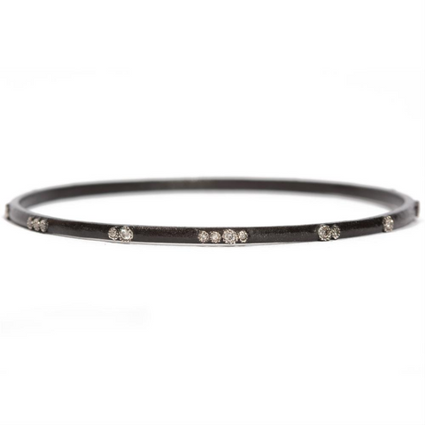 Armenta Midnight Old World Scattered Diamond Bangle Bracelet Oxidized Silver B1430