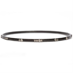 Armenta Midnight Old World Scattered Diamond Bangle Bracelet Oxidized Silver B1430