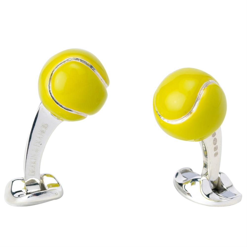 Deakin & Francis Silver Tennis Ball Cufflinks Yellow