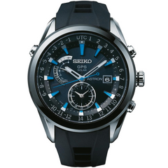 Seiko Astron Solar GPS Ceramic Black Stainless Blue 44.6mm Watch SAST009
