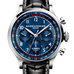 Baume & Mercier Capeland Automatic Chronograph Blue Leather 44mm Watch 10065