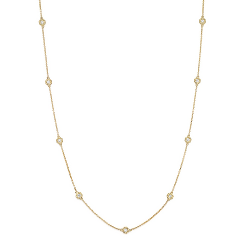 Roberto Coin Diamonds by the Inch Barocco Station 9 Diamond 18" Long Necklace Yellow Gold
