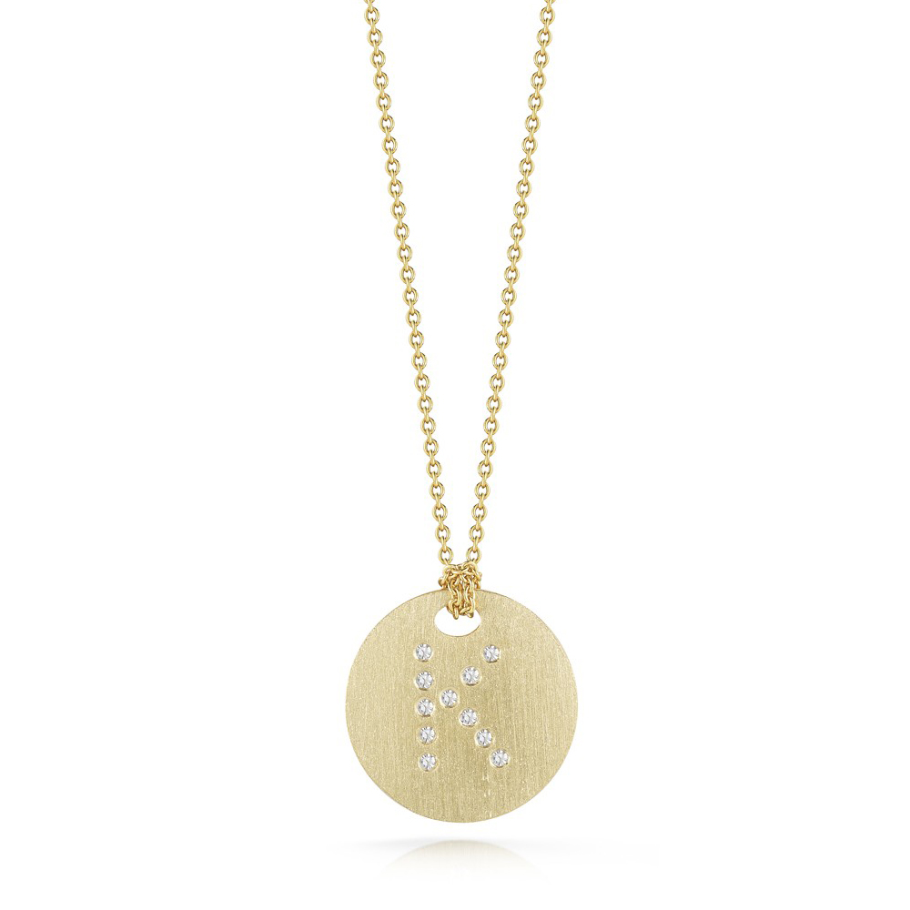 Roberto Coin TINY TREASURES DIAMOND Initial "K" DISC NECKLACE Pendant Yellow Gold