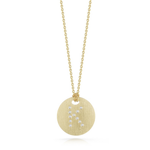 Roberto Coin TINY TREASURES DIAMOND Initial "K" DISC NECKLACE Pendant Yellow Gold