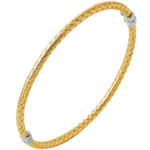 Charles Garnier Sterling Silver 3mm Cantania Mesh Bangle Bracelet With an 18K Yellow Gold Finish