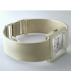 Vintage Estate Longines Square Men's 14K Yellow Gold Watch with Mesh Bracelet Box & Papers