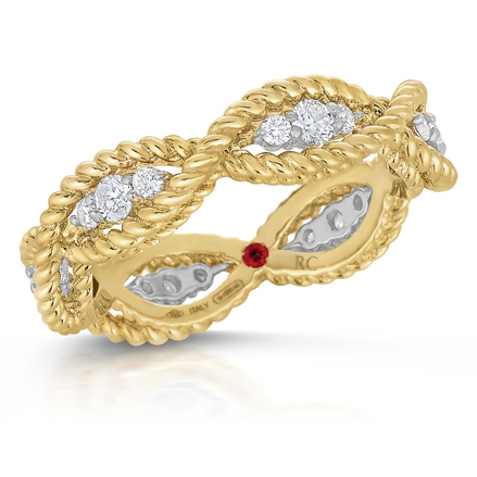 Roberto Coin Barocco 18K Yellow and White Gold Diamond Eternity Band Infinity Ring