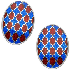 Deakin & Francis Royal Blue and Maroon Enamel Sterling Silver Cufflinks