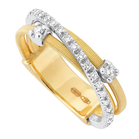 Marco Bicego Goa Yellow & White Gold Diamond Three Strand Ring AG269-B2YW