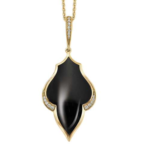 Kabana Onyx & Diamond Yellow Gold Pendant Necklace GPCF497OX