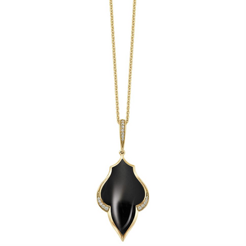 Kabana Onyx & Diamond Yellow Gold Pendant Necklace GPCF497OX