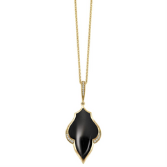 Kabana Onyx & Diamond Yellow Gold Pendant Necklace GPCF497OX