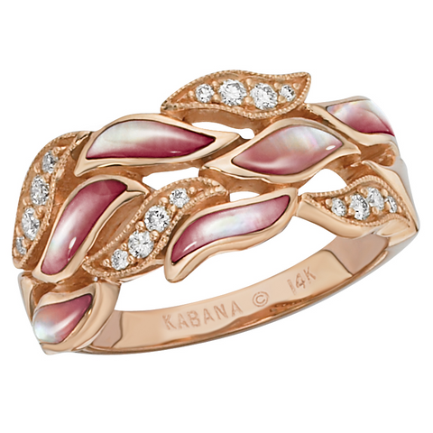 Kabana Pink Mother of Pearl Rose Gold Diamond Ring NRIF308MP
