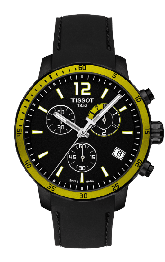 Tissot Quickster Chronograph 42mm Football Black & Yellow Watch T0954493705700