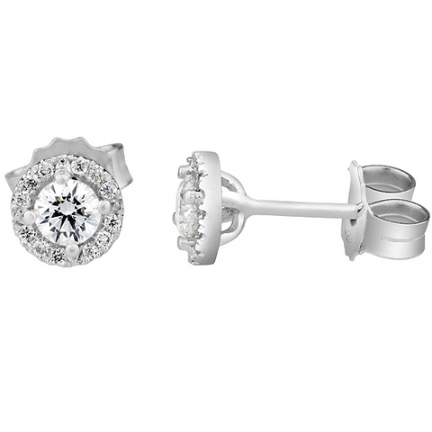 Forevermark "Center of my Universe" Round Ideal Cut Diamond Halo Stud Earrings