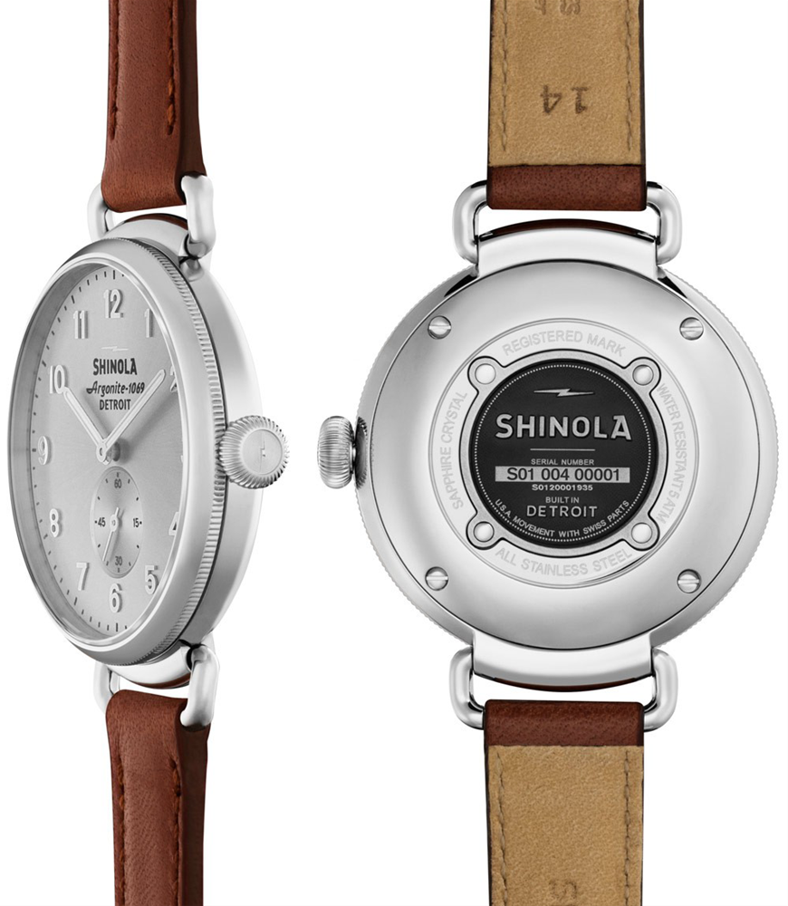 Shinola Canfield 38mm Ladies Silver Dial and Dark Cognac Leather Watch 20001935